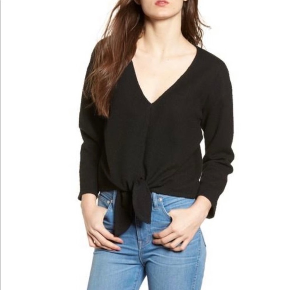 Madewell Size Small Front Tie Black Shirt Blouse *Wear Year Round*